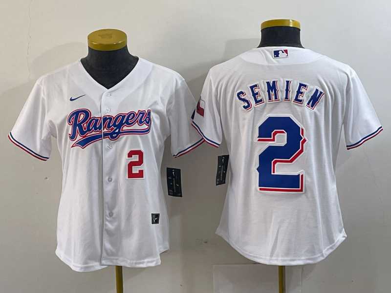 Women%27s Texas Rangers #2 Marcus Semien Number White 2024 Gold Collection Limited Cool Base Jersey->mlb womens jerseys->MLB Jersey